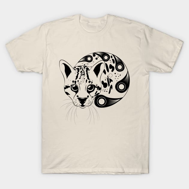 Ocelot Black Outline T-Shirt by astralprints